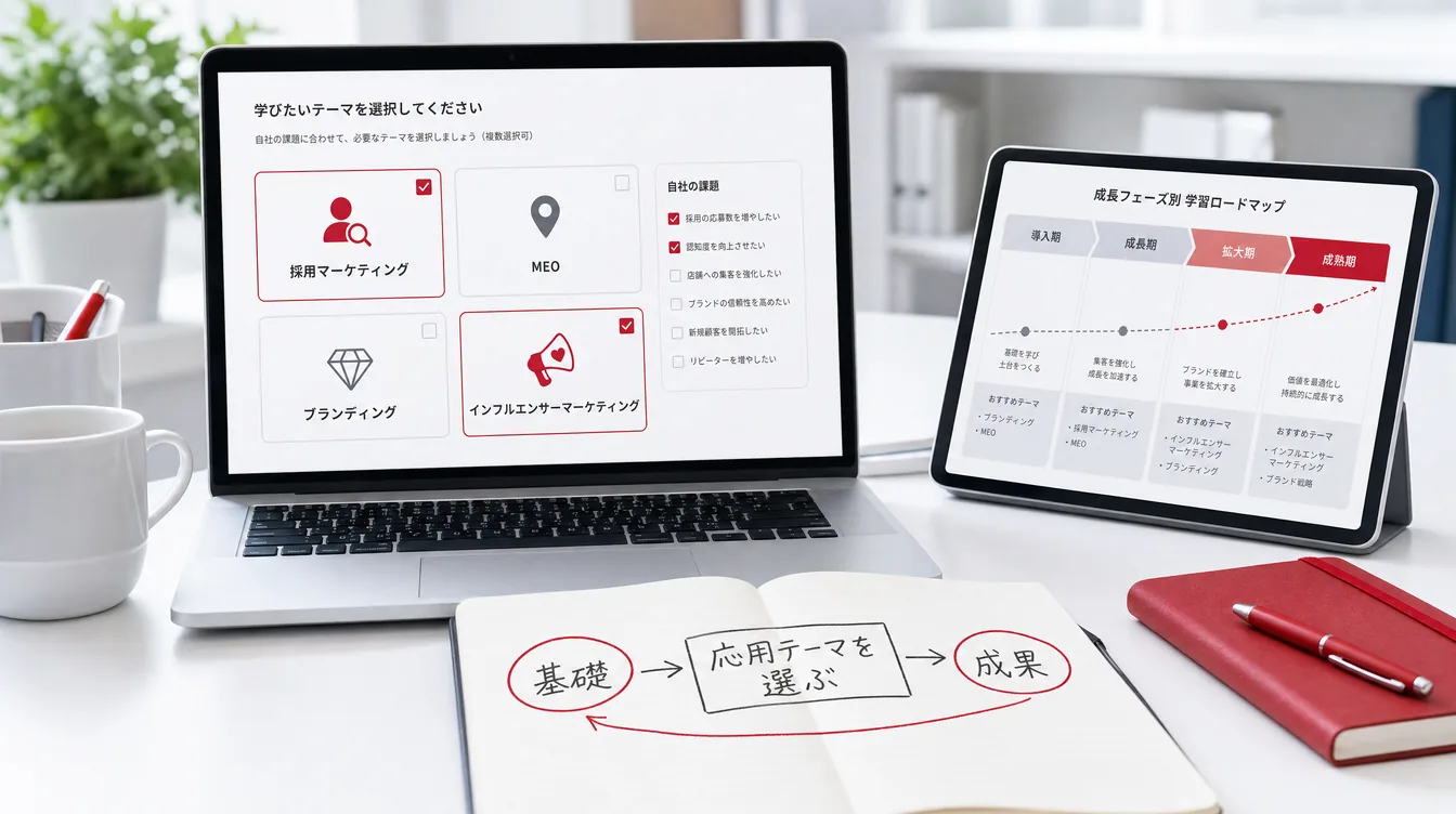 課題に合わせて必要なテーマを選んで学べる